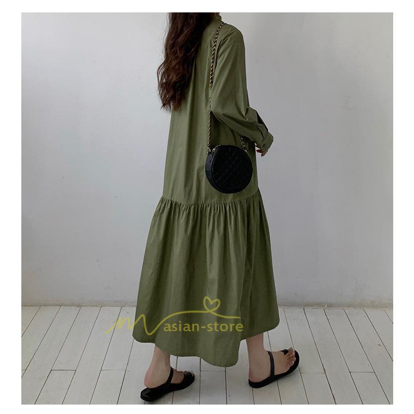マキシ | シャツワンピース ワンピース 秋 春 レディース ロングワンピース 長袖 ロング丈 マキシ丈 体型カバー 無地 ゆったり 着痩せ 30代 40代 カジュアル 50代 夏物