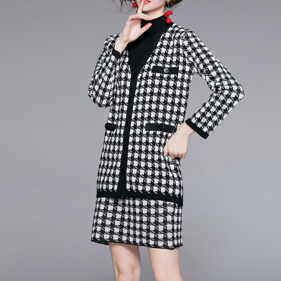 セットアップ | 千鳥柄 ニットレディース