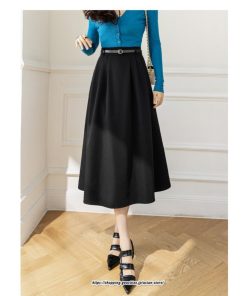 スカート | ロングきれいめ レディース Aラインデート 20代 30代 40代 50代 秋 冬 あったか 通勤 ハイウエスト お出かけ 細見え ベルト付き