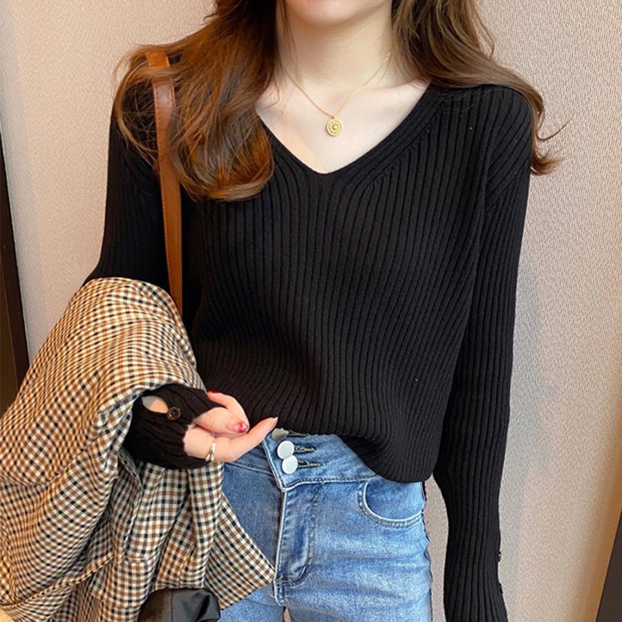 ニット・セーター | リブニットトップス レディースニットソー
