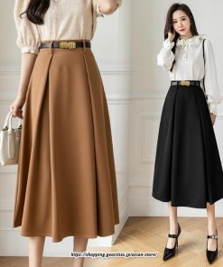 スカート | フレアロングロング丈 ミモレ丈  Aラインベルト付き 通勤 20代 30代 40代 50代 上品 コーデ 着痩せ 高見え 送料無料