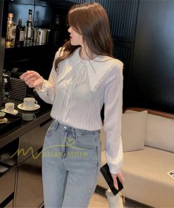 シャツ・ブラウス | ブラウス トップス プリーツ オフィスカジュアル 通勤 リボン付き レディース 韓国 ファッション 通学 カジュアル エレガント 優雅 OL オシャレ 通勤 上品 細身