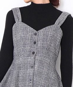 オールインワン | スカート ワンピース ロング 秋冬 チェック ジャンパースカート サロペット オールインワン 大人 グレンチェック