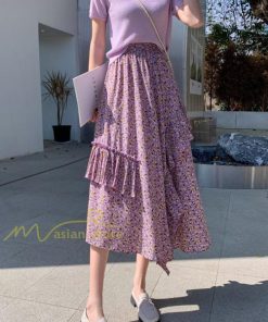 スカート | シフォンスカートマキシスカートフレアシフォンマキシ丈スカート夏 リゾートウエストゴムロングスカート結婚式 20代30代40代50代 カジュアル 不規則