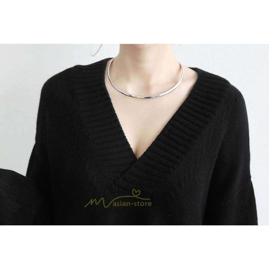 在庫ある | 短納期ロングニットワンピース ロングワンピ カットソー 長袖 トップス Vネック ゆったりセーターニット 体型カバー 通学通勤 OL ストレートニットワンピ