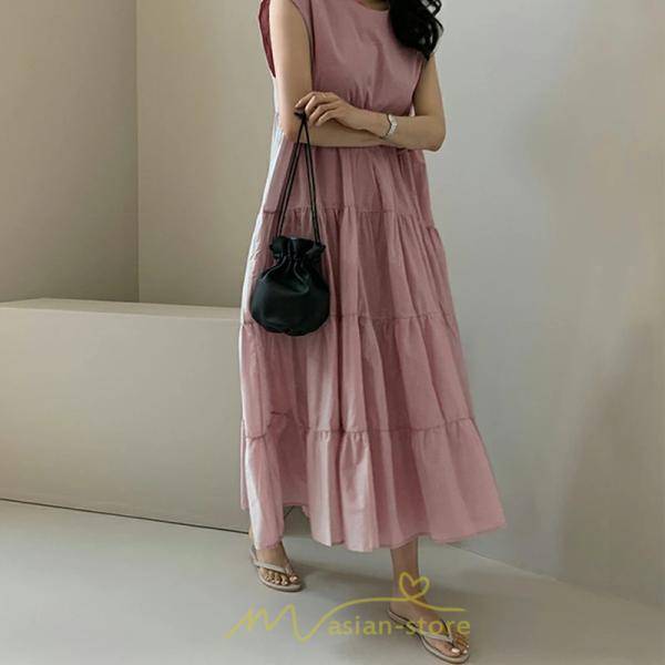 マキシ | 夏ワンピース ロングワンピース シフォンワンピース レディース ワンピ 体型カバー 50代 40代 30代 20代 可愛い 夏 春 大人 ノースリーブ 無地 涼しい