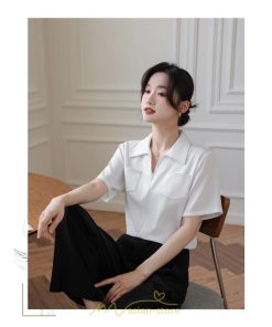 シャツ・ブラウス | シャツ ブラウス レディース 半袖 白 オフィス ビジネス 事務服 制服 リクルート おしゃれ 無地 開襟 日常 柔らかい 胸ポケット フランス風 夏コーデ お出かけ