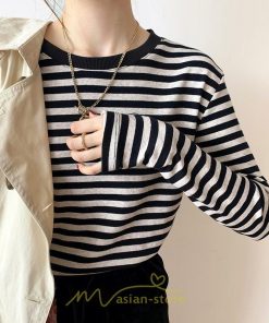 tシャツ・カットソー | 春物 レディース Tシャツ カットソー 長袖 トップス 綿 ボーダー シンプル プルオーバー リブ 柔らか 美ライン スリム ストレッチ 丸ネック 微伸縮 20代30代