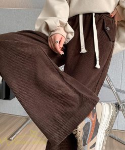 ワイドパンツ | パンツ レディース 秋 冬 新作 カジュアルパンツ 無地 ロングパンツ ポケット コーデュロイパンツ 秋冬コーデ ウエストゴム スウェットパンツ