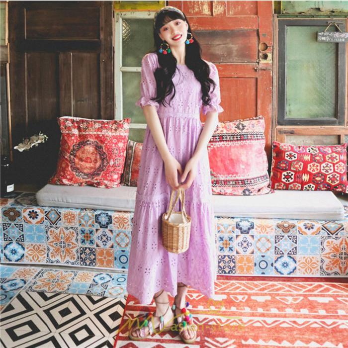 マキシ | ワンピース 夏 レース 半袖 ロングワンピ ワンピ ロング丈ワンピース ロングワンピース 無地 可愛い ナチュラル きれいめ 外出 大人 お出かけ かわいい 着痩せ