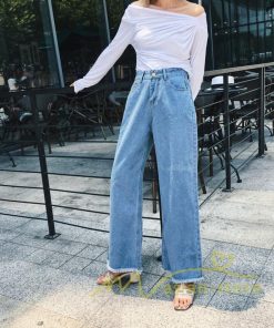 在庫ある | 短納期デニムワイドパンツ レディースボトムスジーンズ 九分丈パンツ デニムボトムス デニムパンツ 春夏秋 薄手 ゆったり 通学通勤 着痩せ ハイウエスト OL 無地