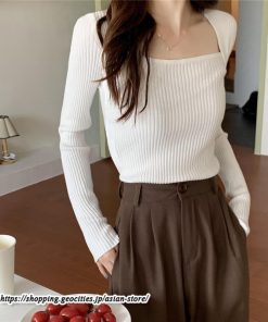 ニット・セーター | カットソー ニット レディース リブニット 長袖 秋冬 春 トップス スリム ストレッチ インナー 無地 通学通勤 着痩せ 長袖ニット 長袖カットソー プルオーバー