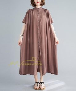 マキシ | ワンピース レディース 春夏 半袖ワンピース 40代 キレイめ ロングワンピース 無地 Aラインワンピース オシャレ カーディガン 韓国風 シャツワンピース ゆったり