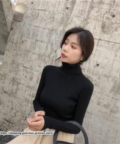 ニット・セーター | カットソー ニット レディース リブニット ハイネック 長袖 秋冬 春 トップス スリム ストレッチ 暖かい 長袖ニット 無地 プルオーバー インナー 長袖カットソー