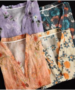 カーディガン | 麻混 レディース 花柄 初秋 リネン カジュアル Vネック 長袖 羽織 きれいめ 春 夏 秋 薄手 おしゃれ 40代50代 ゆったり 20代30代 大きいサイズ