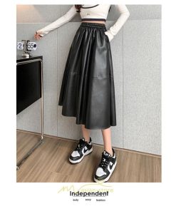 スカート | フレア革レザーボトムス ロングフレアAライン 秋冬 レディース ボトムス 通勤 大人気 キレイめ 着痩せ