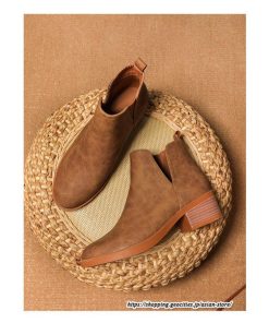 ショートブーツ | 大きいサイズ26.5cm レディース 上品 ブーツ 秋冬 春 チャンキーヒール 太ヒール シンプル 黒ブーツ ミドルヒール 大人 スリッポン ブーティー