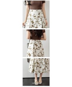 スカート | レディース ロングハイウエスト Aライン 花柄 秋 冬 ボトムス カジュアル 大人 可愛い お出かけ デイリー フェミニン おしゃれ きれいめ