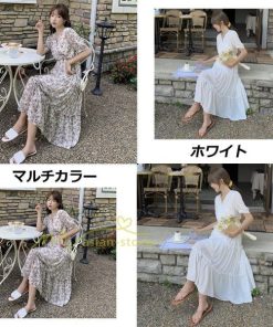 マキシ | ワンピース レディース 夏 40代 きれいめ 膝丈ワンピース 半袖 シフォンワンピ フリル ロング丈ワンピ オシャレ 着痩せ カジュアル 上品 上品 エレガント 新作