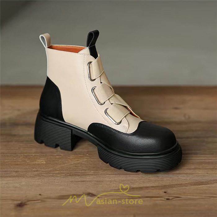 ショートブーツ | レディース 歩きやすい ワークブーツ 楽チン 痛くない ラウンドトゥ 美脚 厚底 カジュアル 通勤 通学 旅行 50代 30代 お出かけ 40代 20代