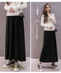 スカート | マタニティ秋 冬 フレア Aライン マタニティウェア 無地 ロング丈 ウエスト調整 カジュアル 産前 妊婦服 産後 ロングスカート