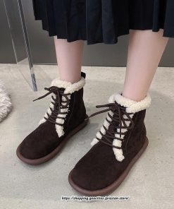 ブーツ | ムートンレディース ショート 編み上げ ボア ショート裏起毛 暖かい もこもこ 痛くない 人気 防寒 秋 歩きやすい 冬 おしゃれ 痛くない