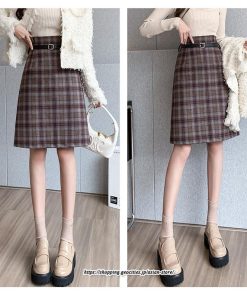 スカート | ミモレ丈 ひざ丈 レディース チェック柄 体型カバー 着痩せ Aライン ハイウエスト 上品 2022新作 通勤 秋冬コーデ オシャレ 韓国風 キレイめ