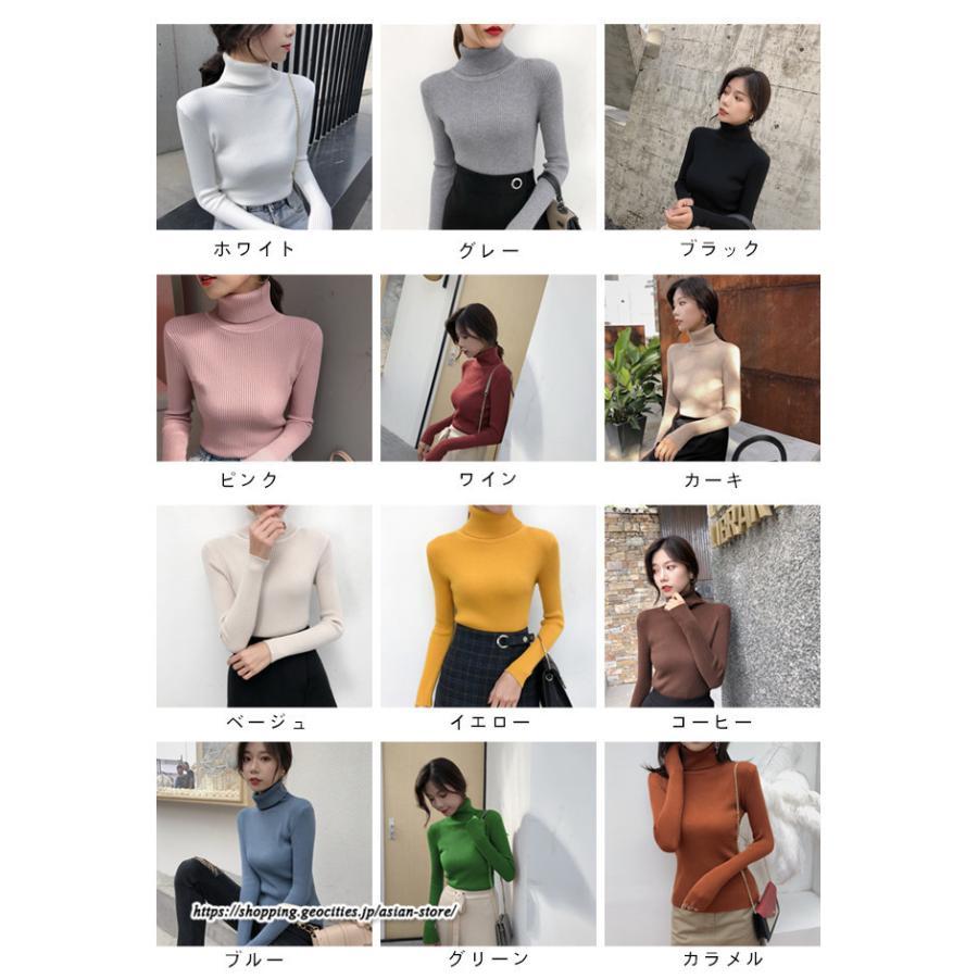 ニット・セーター | カットソー ニット レディース リブニット ハイネック 長袖 秋冬 春 トップス スリム ストレッチ 暖かい 長袖ニット 無地 プルオーバー インナー 長袖カットソー