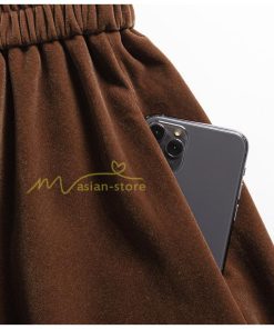 スカート | ロングミモレ丈 Aラインフレアビロードウエストゴム ハイウエスト 秋冬 無地 ゆったり 大人 通学通勤 エレガント