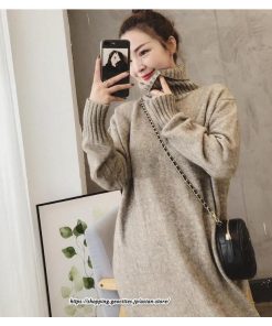 マキシ | ワンピース タートルニットワンピース ハイネック ロングワンピース 暖か フレア ロング マキシ丈 長袖 無地 マタニティ 厚手 暖か 冬 秋 30代 20代 40代 50代