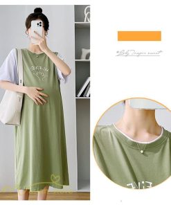 ワンピース | マタニティレディース 着痩せ 半袖 Aライン 大きいサイズ カジュアル 可愛い マタニティウェア 妊婦服 膝丈 産前産後 お出かけ 夏服