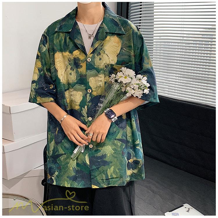 シャツ | ライトアウター メンズ メンズサマープリント カッコウイイ 夏服 新作 カジュアル レトロ風 上品 ワイドゆったり 大きいサイズ