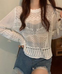 透かし編みトップス | 透かし編み ニットトップス レディース