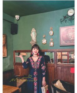 マキシ | ワンピース レディース 40代 春秋 キレイめ マキシ丈ワンピース 綿麻 リネンワンピ Vネック 刺繍 リボン付き アウター カジュアル 着痩せ ルームウェア デート