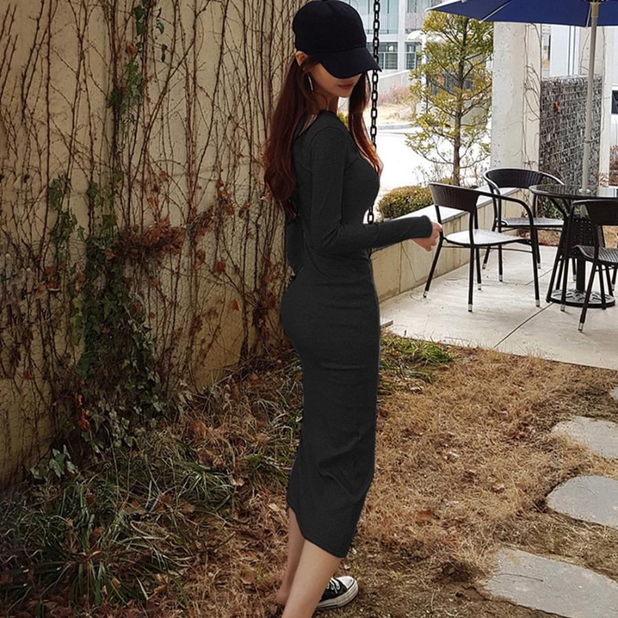 ワンピース | ニット秋冬 30代40代 レディース リブニット 長袖 セクシー ロングタイトスリムフィット きれいめワンピ