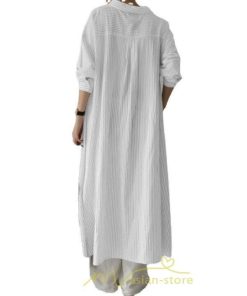 マキシ | Tシャツワンピース ワンピース 長袖 レディース 春 大きいサイズ きれいめ シャツワンピース ロング丈 マキシ丈 おしゃれ 可愛い ボーダー柄 綿麻 通勤 大人