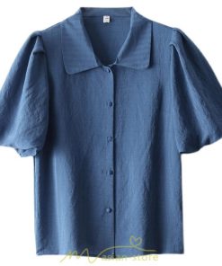 シャツ・ブラウス | ブラウス レディース オフィス シャツ 青 フォーマル 半袖 おしゃれ カジュアル フェミニン 開襟 着痩せ フランス風 お仕事 クラシック ビジネス 通勤 OL