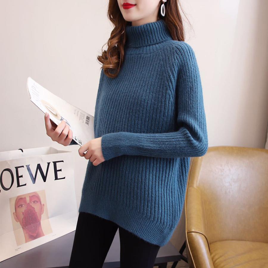 ニット・セーター | リブニットトップス タートルネック 韓国