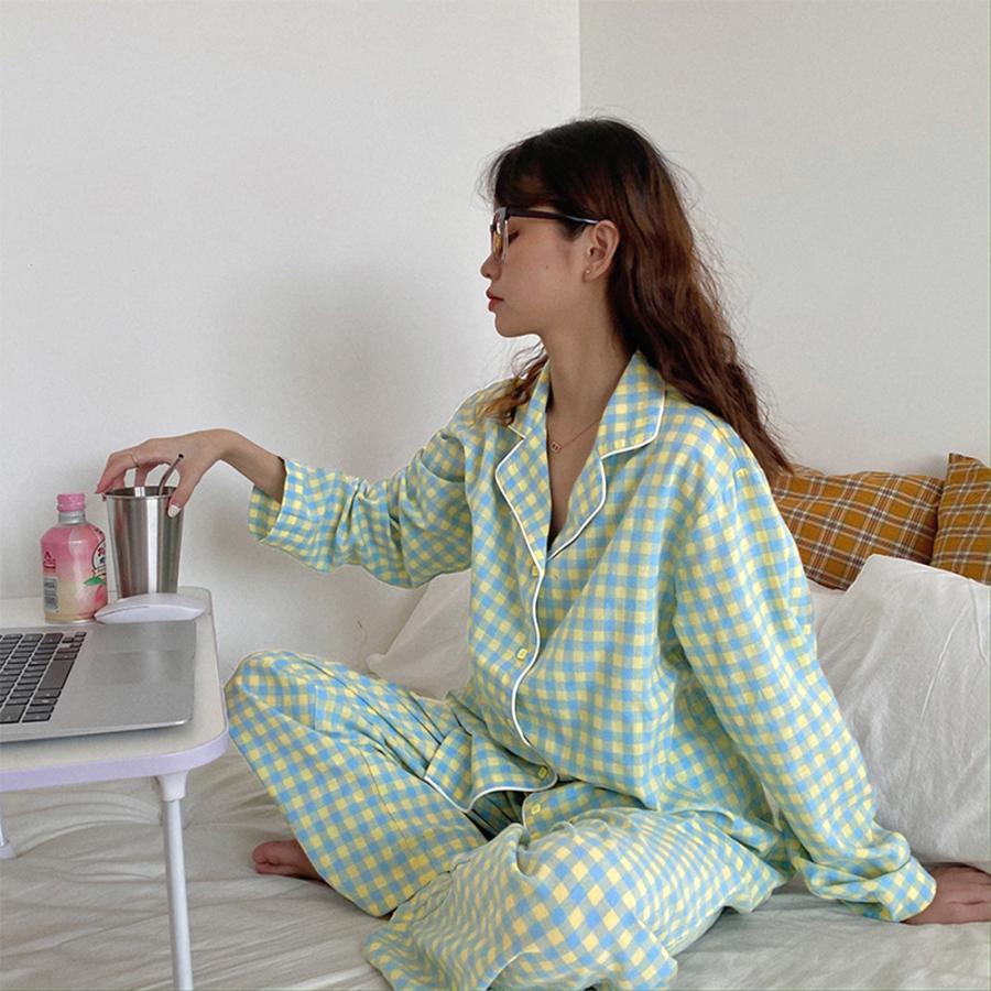 セットアップ | ルームウェア 長袖 レディース チェック柄