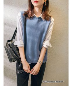 ベスト | ニットニットタンクトップ レディース ニット タンクトップ トップス 重ね着 ノースリーブ タンク セーター コーデ 秋 チョッキ ボタン付き