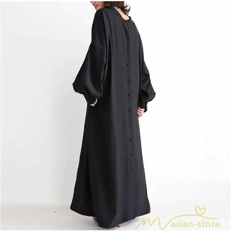 マキシ | 長袖ワンピース ロングワンピース シャツワンピース 羽織り レディース 2way パフスリーブ 大きいサイズ 秋物 送料無料 大人 ゆったり 50代60代 30代40代