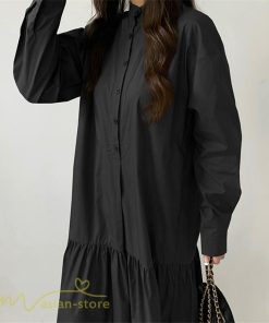 マキシ | シャツワンピース モックネック レディース 無地 長袖 切り替え Aラインワンピース 20代30代 フリーサイズ 春 ゆるワンピース コーデ 40代50代 秋 体型カバー