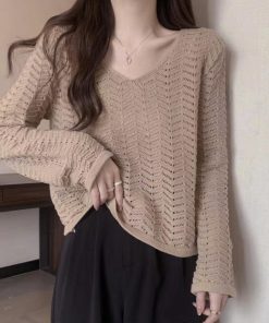 透かし編みトップス | 透かし編みニット メッシュニット 春秋冬