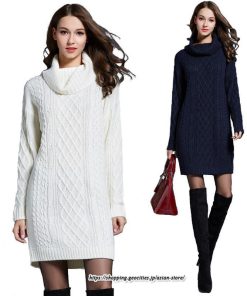 マキシ | ニットワンピース ワンピース レディース 秋冬 チュニック ニット ひざ丈 長袖 ハイネック ゆったり 無地 オシャレ 通学 かわいい 大きいサイズ 通勤