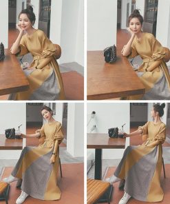 ワンピース | ロング春 異素材フレアワンピ