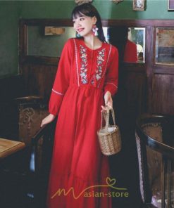 マキシ | ワンピース レディース ロング 夏秋 ゆったり 丸首 ナチュラル フレア ウィメンズ 女性用 同窓会 女子会 普段使い デート カジュアル 人気 Aライン 着やせ