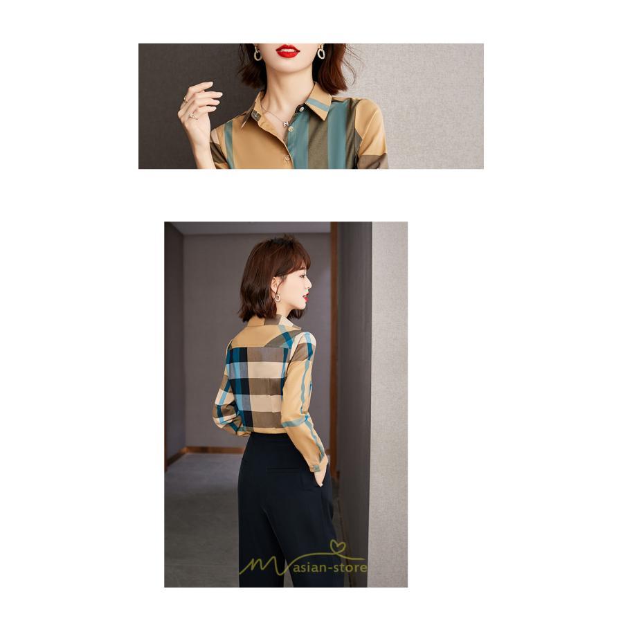 シャツ・ブラウス | ブラウス レディース 長袖 50代 チェック柄 シャツ コットン トップス きれい 40代 30代 20代 カジュアル 通勤 お出かけ 食事会 お出かけ 女子会 デート