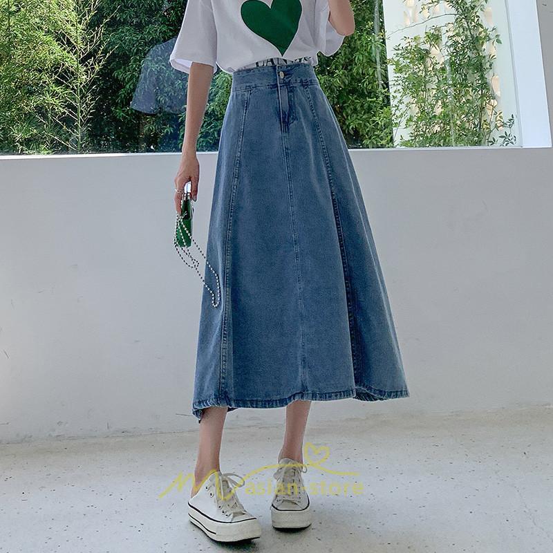 スカート | デニムロング レディース ロングボトムス フレア大きいサイズ 無地 シンプル 秋物 秋服 オシャレ キレイめ 秋冬