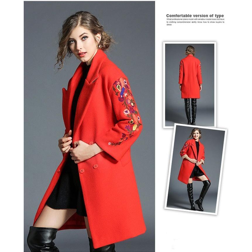 チェスターコート | コート レディースコート アウター ロング丈 刺繍 ロングコート 花柄 ゆったり 大人 上品 オフィス 通勤 長袖 お洒落 大きいサイズ