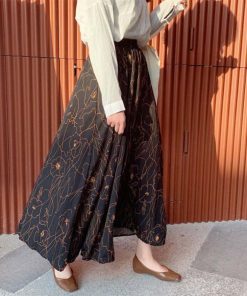 マキシスカート | 柄 ロングスカート 春 ウエストゴム スカート ミモレ丈スカート